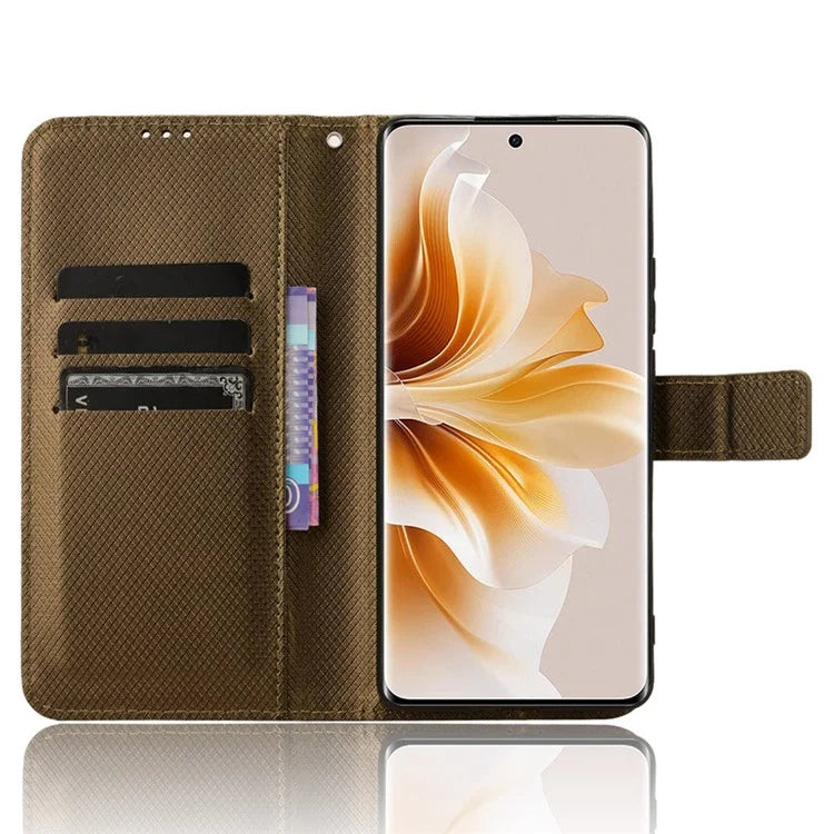 For Oppo F27 Pro 5G / Oppo F27 Pro+ 5G / A3 Pro (China) 5G Case Diamond Texture PU Leather Wallet Phone Cover TPU Inner Shell