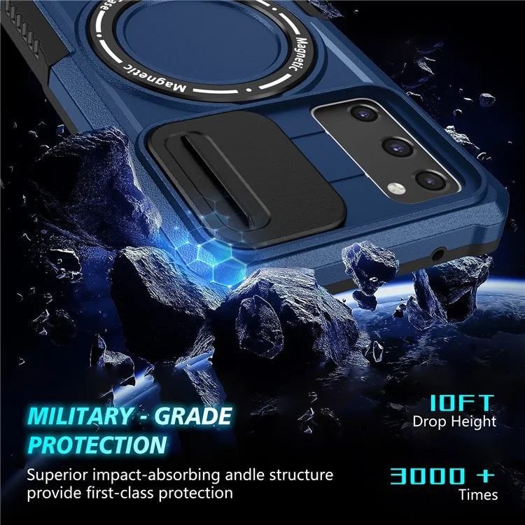 For Samsung Galaxy S20 FE 4G / FE 5G / S20 Lite / S20 FE 2022 Magnetic Case PC+TPU Phone Shell with Slide Camera Lid