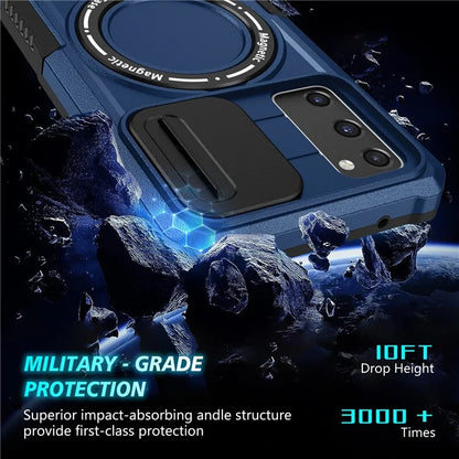 For Samsung Galaxy S20 FE 4G / FE 5G / S20 Lite / S20 FE 2022 Magnetic Case PC+TPU Phone Shell with Slide Camera Lid