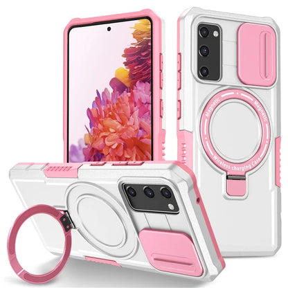 For Samsung Galaxy S20 FE 4G / FE 5G / S20 Lite / S20 FE 2022 Magnetic Case PC+TPU Phone Shell with Slide Camera Lid