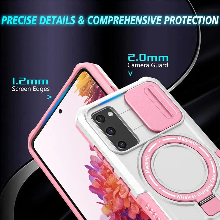 For Samsung Galaxy S20 FE 4G / FE 5G / S20 Lite / S20 FE 2022 Magnetic Case PC+TPU Phone Shell with Slide Camera Lid