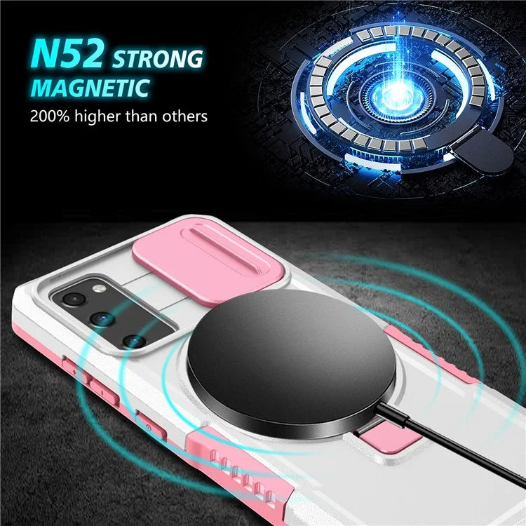 For Samsung Galaxy S20 FE 4G / FE 5G / S20 Lite / S20 FE 2022 Magnetic Case PC+TPU Phone Shell with Slide Camera Lid