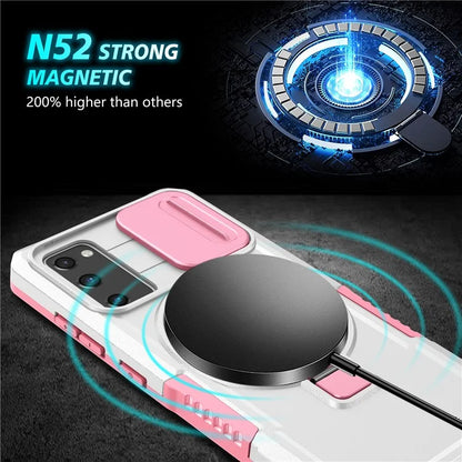 For Samsung Galaxy S20 FE 4G / FE 5G / S20 Lite / S20 FE 2022 Magnetic Case PC+TPU Phone Shell with Slide Camera Lid