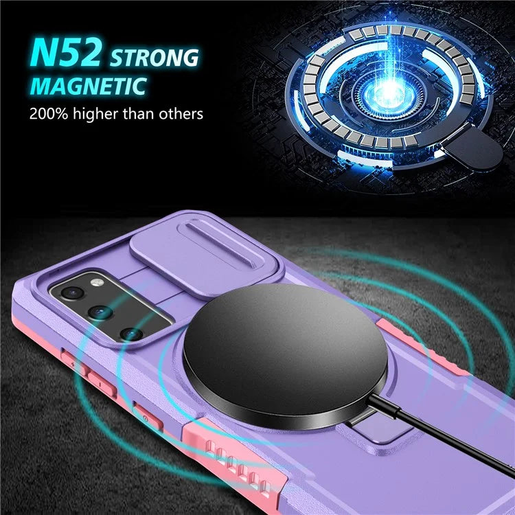 For Samsung Galaxy S20 FE 4G / FE 5G / S20 Lite / S20 FE 2022 Magnetic Case PC+TPU Phone Shell with Slide Camera Lid