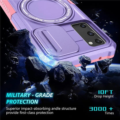 For Samsung Galaxy S20 FE 4G / FE 5G / S20 Lite / S20 FE 2022 Magnetic Case PC+TPU Phone Shell with Slide Camera Lid