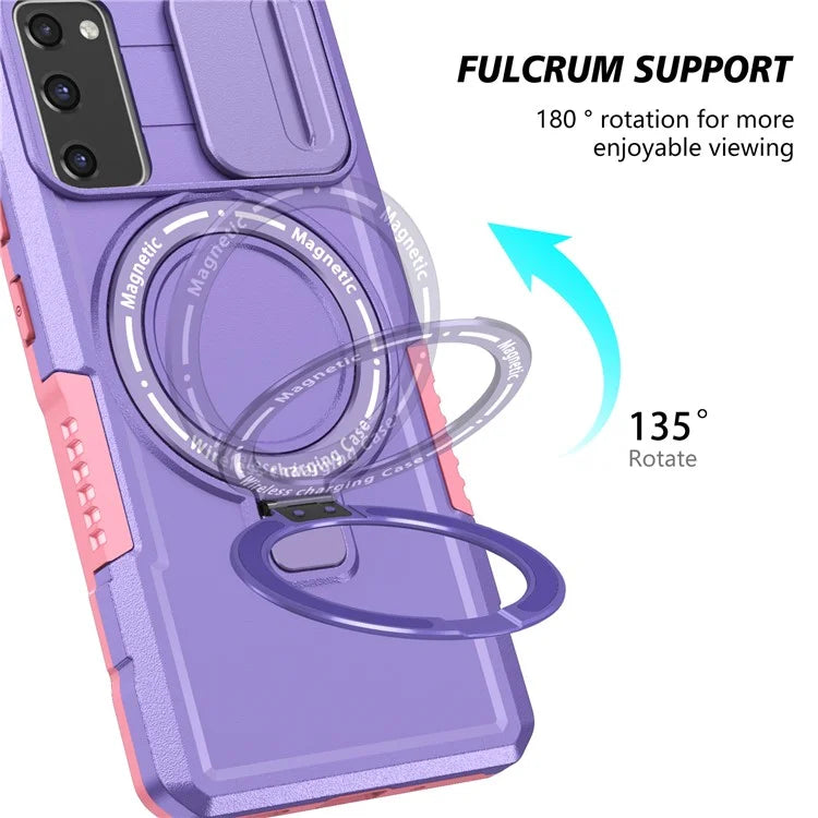 For Samsung Galaxy S20 FE 4G / FE 5G / S20 Lite / S20 FE 2022 Magnetic Case PC+TPU Phone Shell with Slide Camera Lid