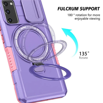 For Samsung Galaxy S20 FE 4G / FE 5G / S20 Lite / S20 FE 2022 Magnetic Case PC+TPU Phone Shell with Slide Camera Lid
