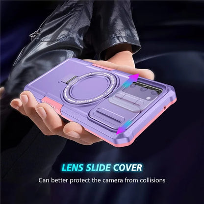 For Samsung Galaxy S20 FE 4G / FE 5G / S20 Lite / S20 FE 2022 Magnetic Case PC+TPU Phone Shell with Slide Camera Lid