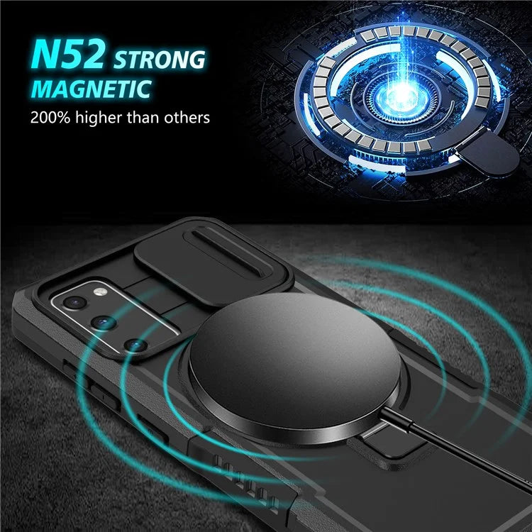 For Samsung Galaxy S20 FE 4G / FE 5G / S20 Lite / S20 FE 2022 Magnetic Case PC+TPU Phone Shell with Slide Camera Lid