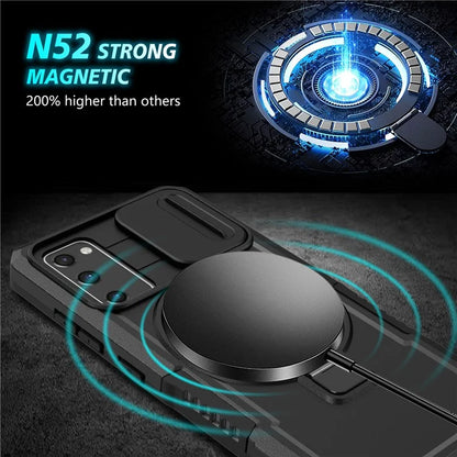 For Samsung Galaxy S20 FE 4G / FE 5G / S20 Lite / S20 FE 2022 Magnetic Case PC+TPU Phone Shell with Slide Camera Lid
