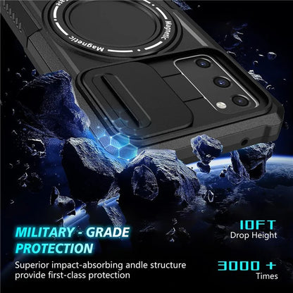 For Samsung Galaxy S20 FE 4G / FE 5G / S20 Lite / S20 FE 2022 Magnetic Case PC+TPU Phone Shell with Slide Camera Lid