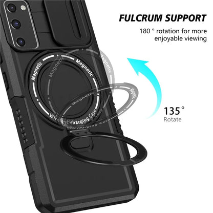 For Samsung Galaxy S20 FE 4G / FE 5G / S20 Lite / S20 FE 2022 Magnetic Case PC+TPU Phone Shell with Slide Camera Lid
