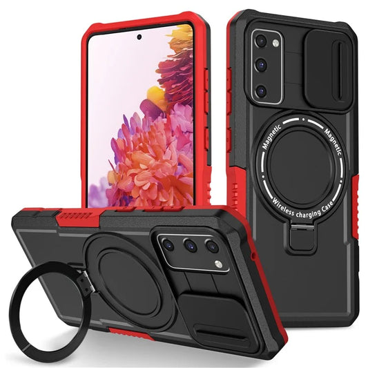For Samsung Galaxy S20 FE 4G / FE 5G / S20 Lite / S20 FE 2022 Magnetic Case PC+TPU Phone Shell with Slide Camera Lid