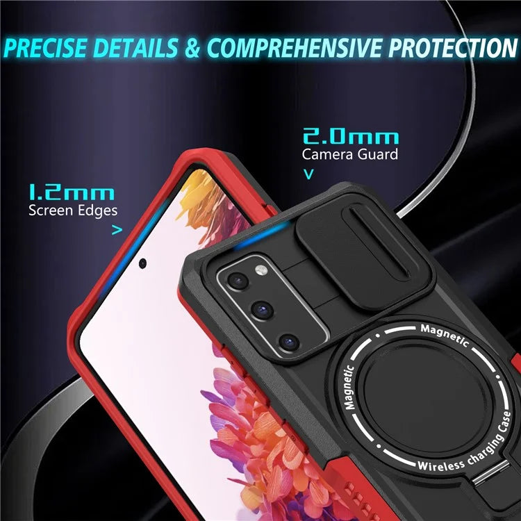 For Samsung Galaxy S20 FE 4G / FE 5G / S20 Lite / S20 FE 2022 Magnetic Case PC+TPU Phone Shell with Slide Camera Lid