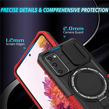 For Samsung Galaxy S20 FE 4G / FE 5G / S20 Lite / S20 FE 2022 Magnetic Case PC+TPU Phone Shell with Slide Camera Lid