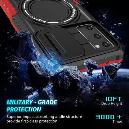 For Samsung Galaxy S20 FE 4G / FE 5G / S20 Lite / S20 FE 2022 Magnetic Case PC+TPU Phone Shell with Slide Camera Lid