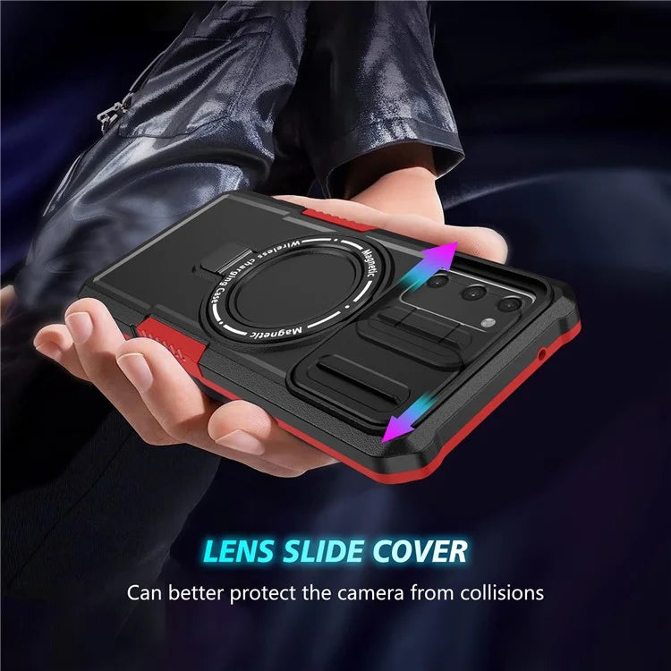 For Samsung Galaxy S20 FE 4G / FE 5G / S20 Lite / S20 FE 2022 Magnetic Case PC+TPU Phone Shell with Slide Camera Lid