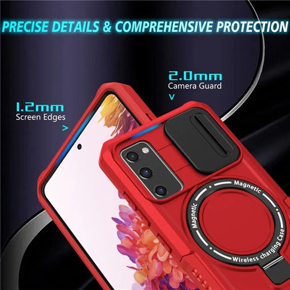 For Samsung Galaxy S20 FE 4G / FE 5G / S20 Lite / S20 FE 2022 Magnetic Case PC+TPU Phone Shell with Slide Camera Lid