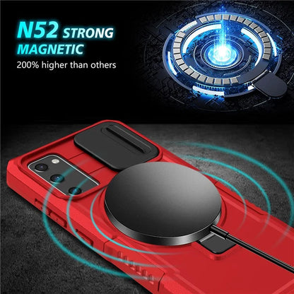For Samsung Galaxy S20 FE 4G / FE 5G / S20 Lite / S20 FE 2022 Magnetic Case PC+TPU Phone Shell with Slide Camera Lid
