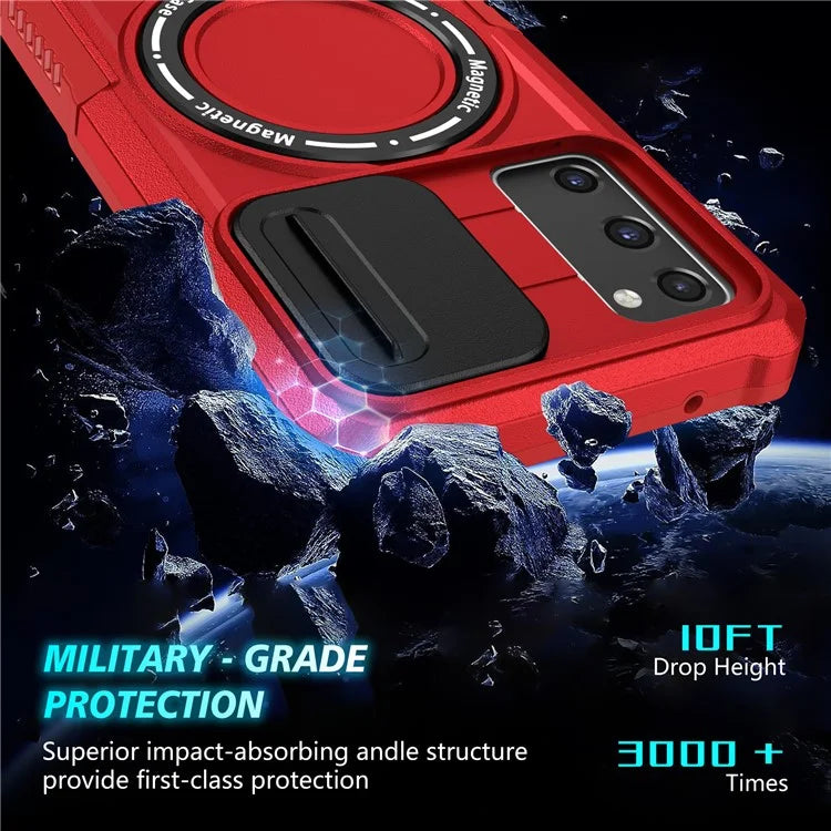 For Samsung Galaxy S20 FE 4G / FE 5G / S20 Lite / S20 FE 2022 Magnetic Case PC+TPU Phone Shell with Slide Camera Lid