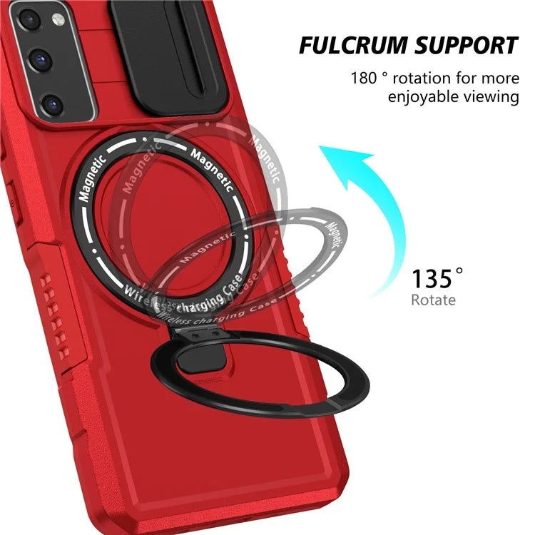 For Samsung Galaxy S20 FE 4G / FE 5G / S20 Lite / S20 FE 2022 Magnetic Case PC+TPU Phone Shell with Slide Camera Lid