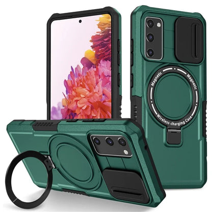 For Samsung Galaxy S20 FE 4G / FE 5G / S20 Lite / S20 FE 2022 Magnetic Case PC+TPU Phone Shell with Slide Camera Lidish Green