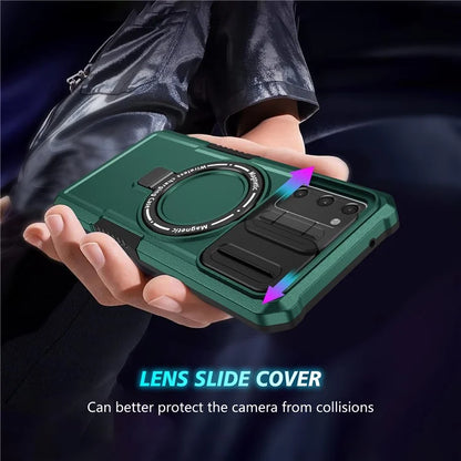 For Samsung Galaxy S20 FE 4G / FE 5G / S20 Lite / S20 FE 2022 Magnetic Case PC+TPU Phone Shell with Slide Camera Lidish Green