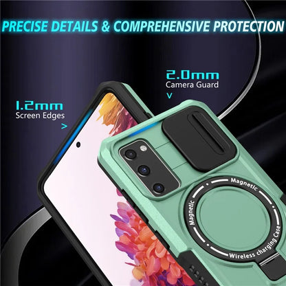 For Samsung Galaxy S20 FE 4G / FE 5G / S20 Lite / S20 FE 2022 Magnetic Case PC+TPU Phone Shell with Slide Camera Lid