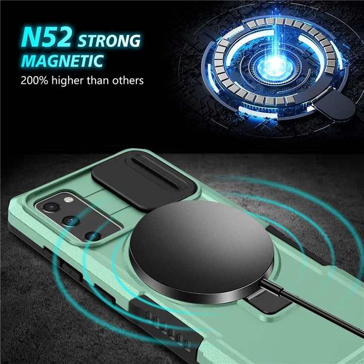 For Samsung Galaxy S20 FE 4G / FE 5G / S20 Lite / S20 FE 2022 Magnetic Case PC+TPU Phone Shell with Slide Camera Lid