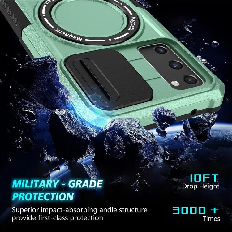 For Samsung Galaxy S20 FE 4G / FE 5G / S20 Lite / S20 FE 2022 Magnetic Case PC+TPU Phone Shell with Slide Camera Lid