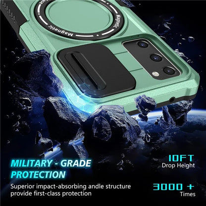 For Samsung Galaxy S20 FE 4G / FE 5G / S20 Lite / S20 FE 2022 Magnetic Case PC+TPU Phone Shell with Slide Camera Lid