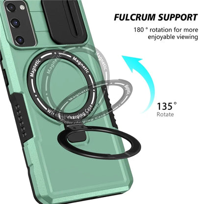 For Samsung Galaxy S20 FE 4G / FE 5G / S20 Lite / S20 FE 2022 Magnetic Case PC+TPU Phone Shell with Slide Camera Lid