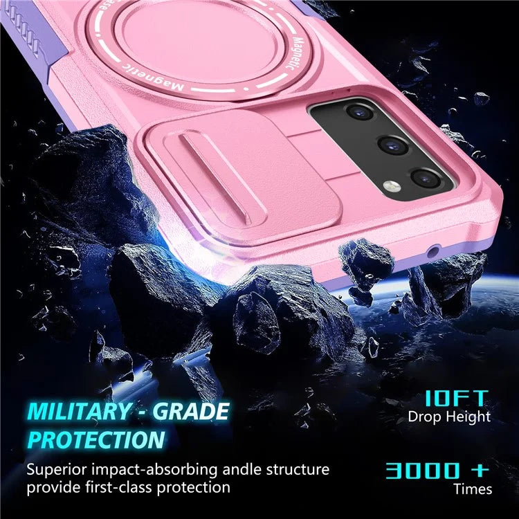 For Samsung Galaxy S20 FE 4G / FE 5G / S20 Lite / S20 FE 2022 Magnetic Case PC+TPU Phone Shell with Slide Camera Lid