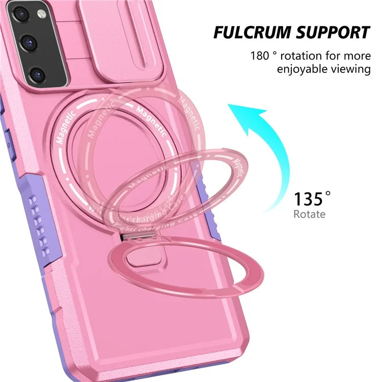 For Samsung Galaxy S20 FE 4G / FE 5G / S20 Lite / S20 FE 2022 Magnetic Case PC+TPU Phone Shell with Slide Camera Lid