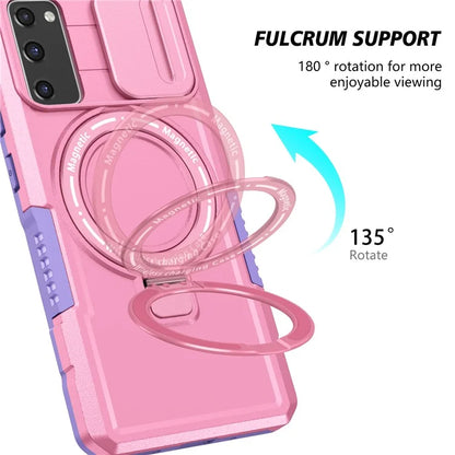 For Samsung Galaxy S20 FE 4G / FE 5G / S20 Lite / S20 FE 2022 Magnetic Case PC+TPU Phone Shell with Slide Camera Lid