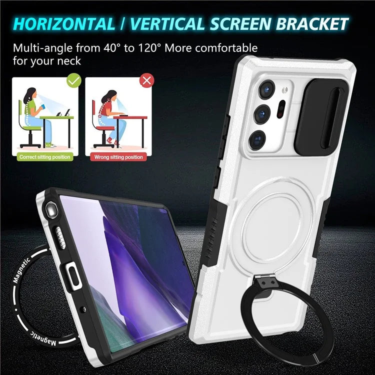 For Samsung Galaxy Note20 Ultra / Note20 Ultra 5G Case Anti-drop PC+TPU Phone Shell Compatible with MagSafe  /  White