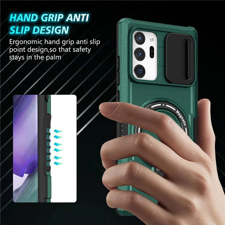 For Samsung Galaxy Note20 Ultra / Note20 Ultra 5G Case Anti-drop PC+TPU Phone Shell Compatible with MagSafeish Green
