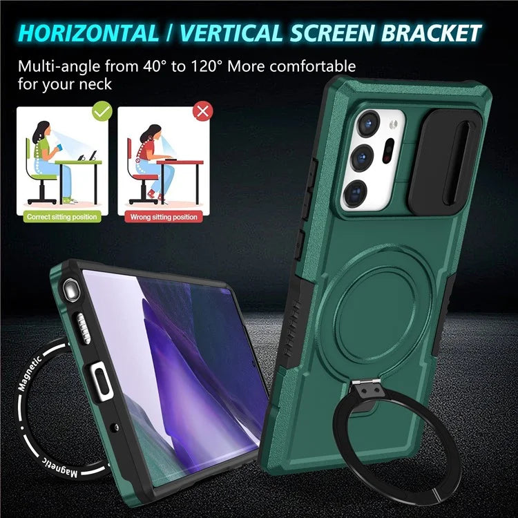 For Samsung Galaxy Note20 Ultra / Note20 Ultra 5G Case Anti-drop PC+TPU Phone Shell Compatible with MagSafeish Green