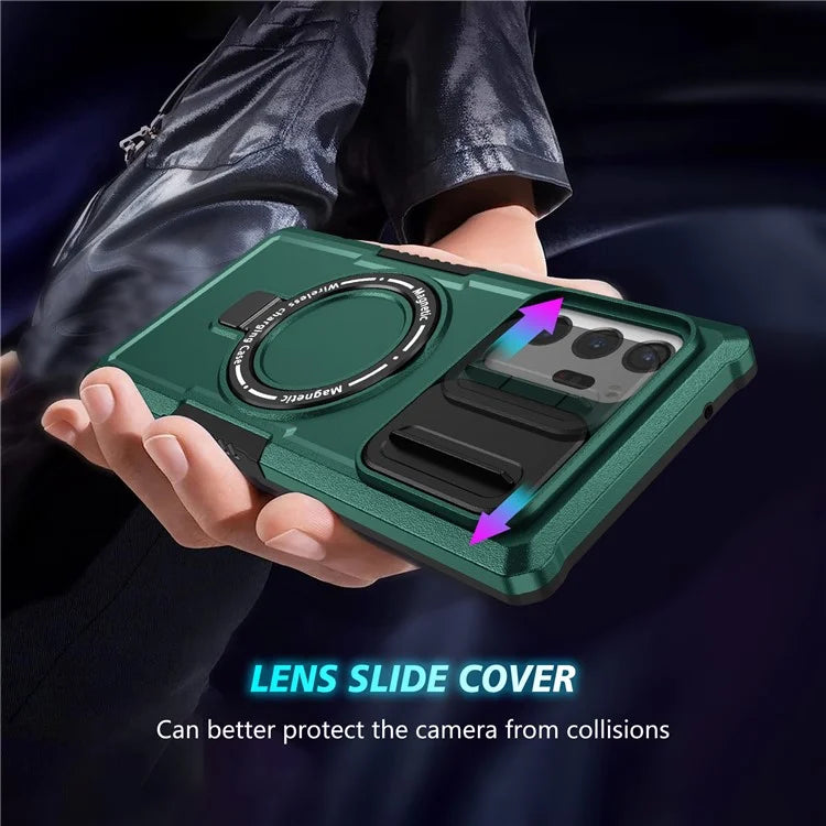 For Samsung Galaxy Note20 Ultra / Note20 Ultra 5G Case Anti-drop PC+TPU Phone Shell Compatible with MagSafeish Green