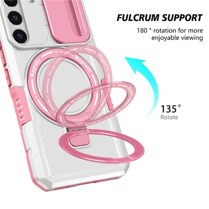 For Samsung Galaxy S22 5G Case PC+TPU Magnetic Phone Shell with Slide Camera Lid