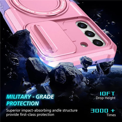 For Samsung Galaxy S21 FE 5G Case PC+TPU Magnetic Phone Shell with Slide Camera Cover