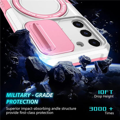 For Samsung Galaxy S22+ 5G kickstand Case PC+TPU Magnetic Phone Shell with Lens Cover
