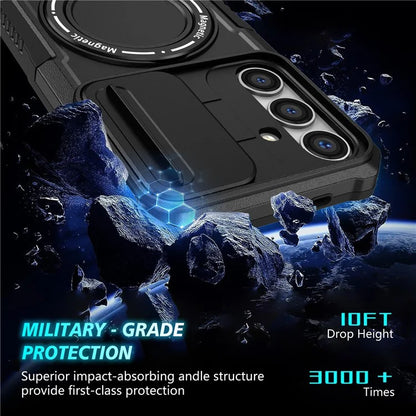 For Samsung Galaxy S24 Case Compatible with MagSafe PC+TPU Phone Case with Lens Lid