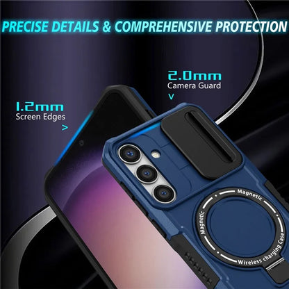 For Samsung Galaxy S24 Case Compatible with MagSafe PC+TPU Phone Case with Lens Lid