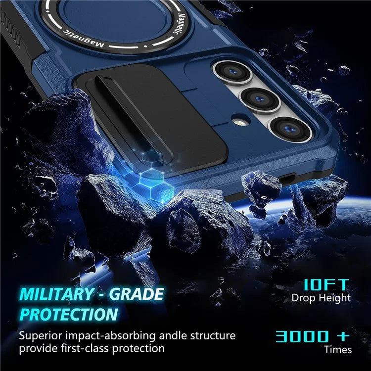 For Samsung Galaxy S24 Case Compatible with MagSafe PC+TPU Phone Case with Lens Lid