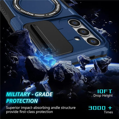 For Samsung Galaxy S24 Case Compatible with MagSafe PC+TPU Phone Case with Lens Lid