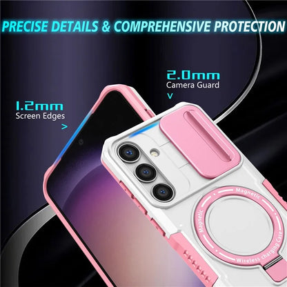 For Samsung Galaxy S24 Case Compatible with MagSafe PC+TPU Phone Case with Lens Lid