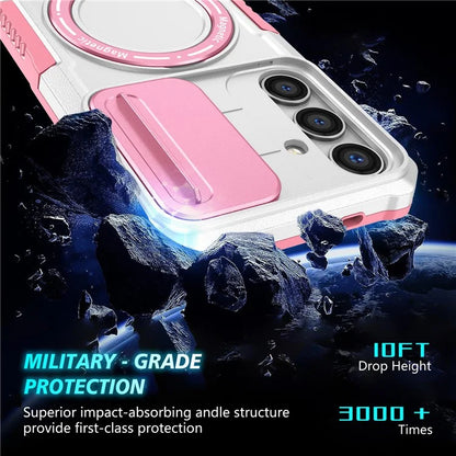 For Samsung Galaxy S24 Case Compatible with MagSafe PC+TPU Phone Case with Lens Lid