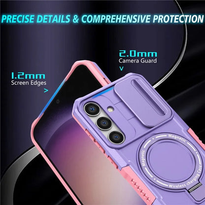 For Samsung Galaxy S24 Case Compatible with MagSafe PC+TPU Phone Case with Lens Lid