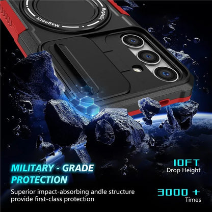 For Samsung Galaxy S24 Case Compatible with MagSafe PC+TPU Phone Case with Lens Lid